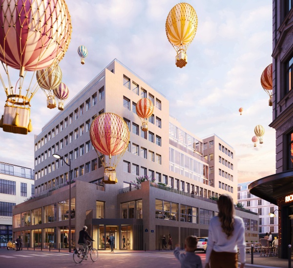 Perspective 3d Projet tertiaire bureaux Paris 