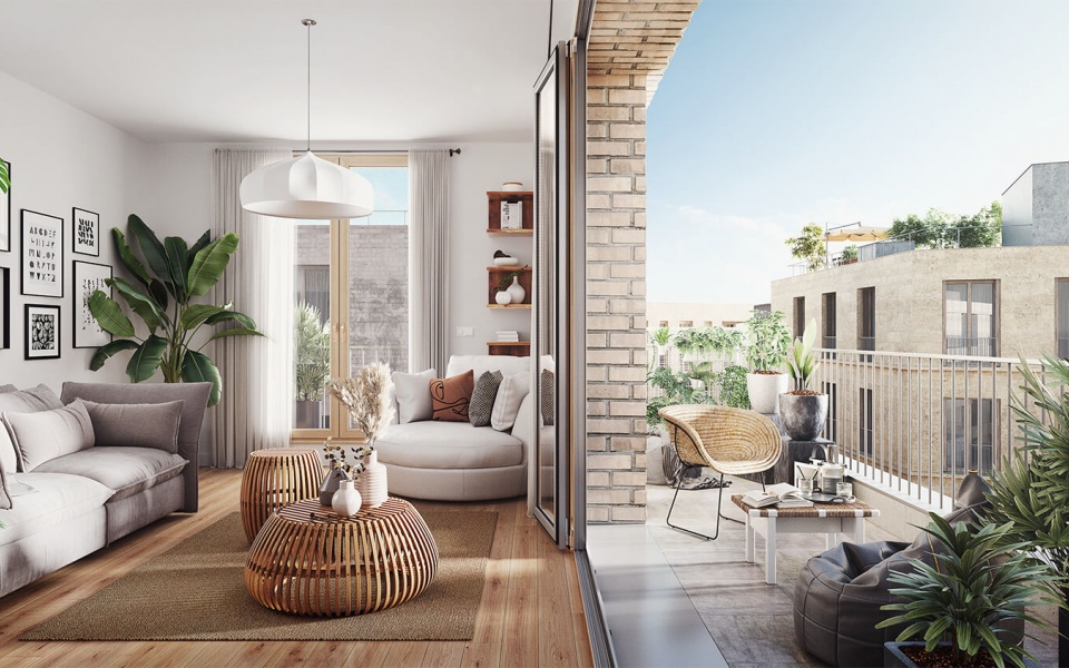 Perspective 3d projet urbain mixte