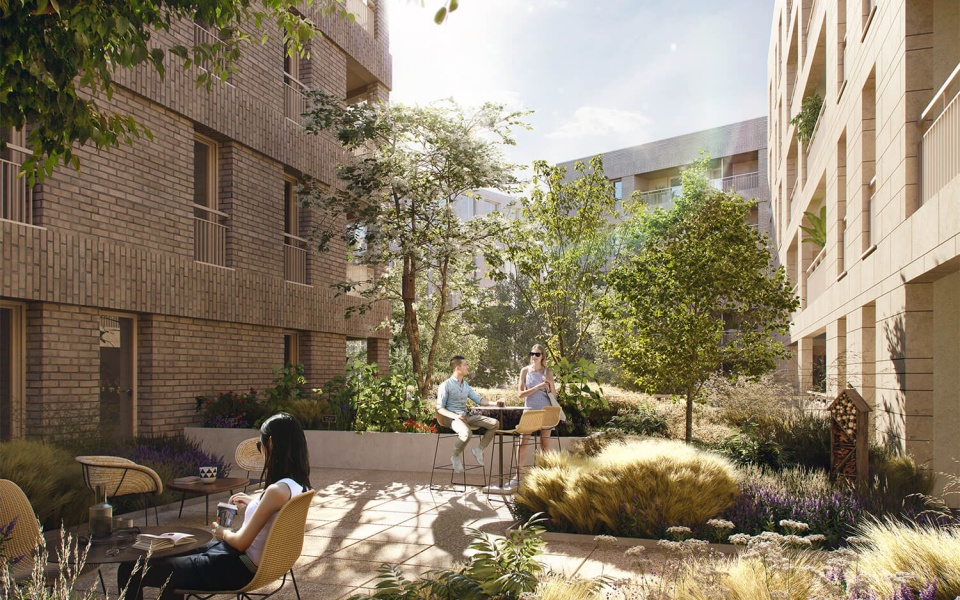 Perspective 3d projet urbain mixte